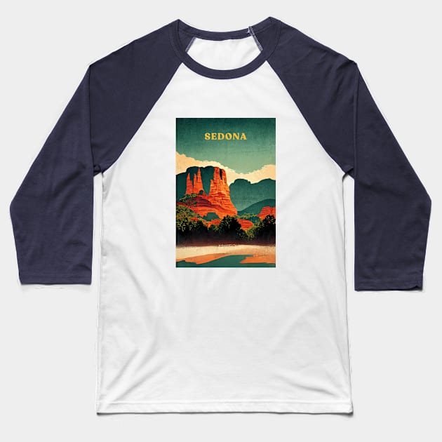 Sedona Arizona Retro Baseball T-Shirt by Retro Travel Design